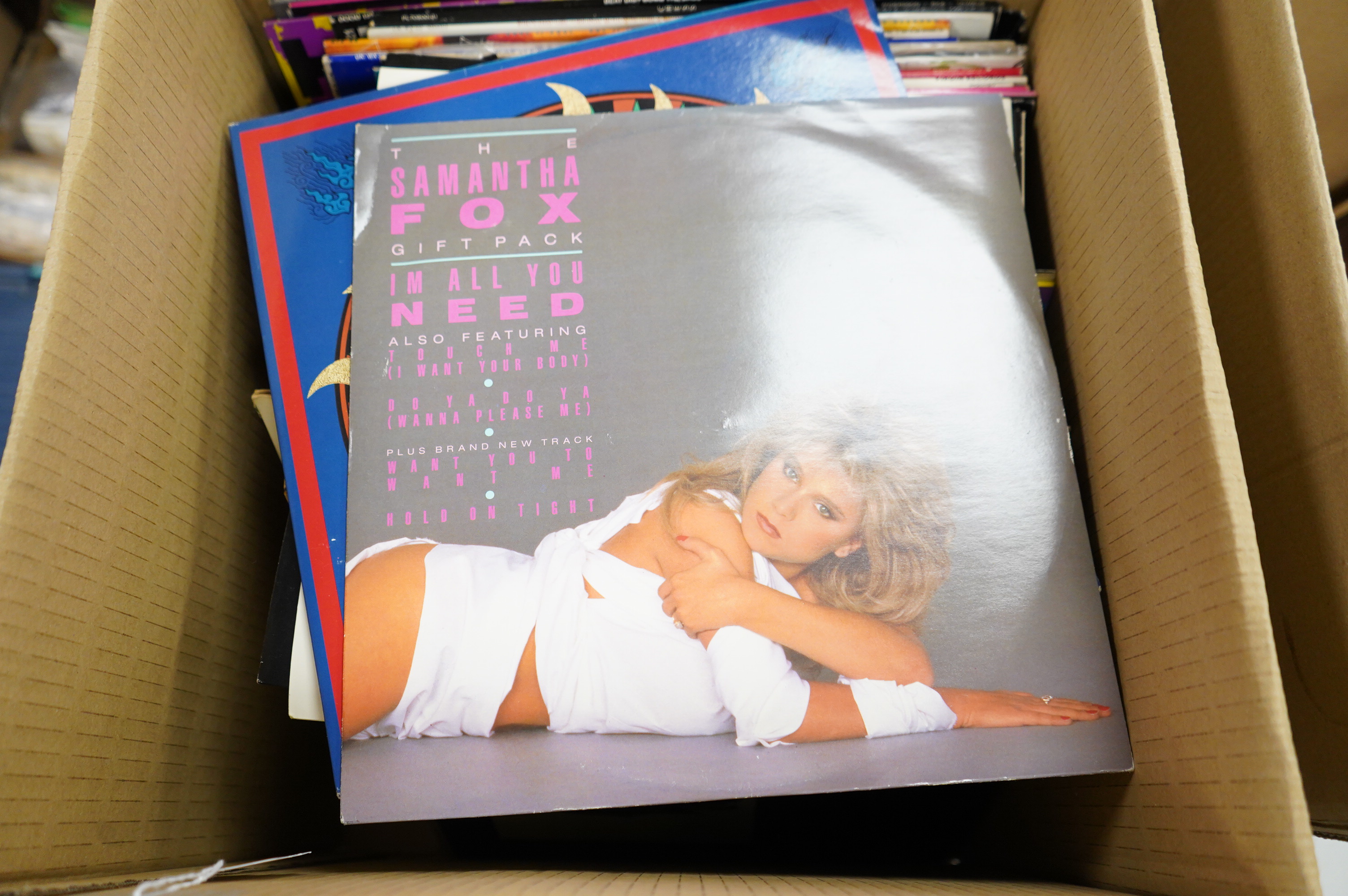 A collection of LP record albums and a few 12” singles, artists including; ABBA, Madonna, Sammy Davis Junior, Genesis, Pet Shop Boys, Janet Jackson, Spandau Ballet, Jean-Michel Jarre, Cliff Richard, Michael Jackson, Wet
